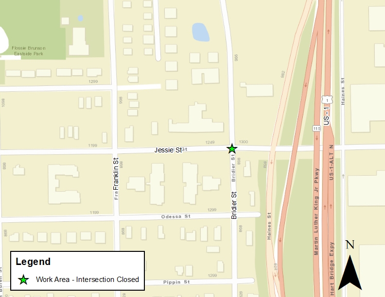 Bridier Street & Jessie Street Emergency Sewer Project Map